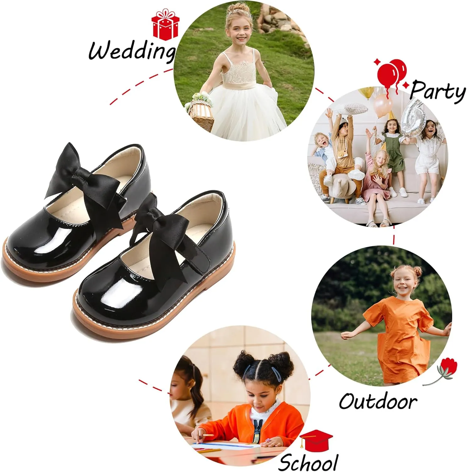 Toddler Girl Mary Jane Dress Shoes-Little Girl School Uniform Shoes for Wedding Party