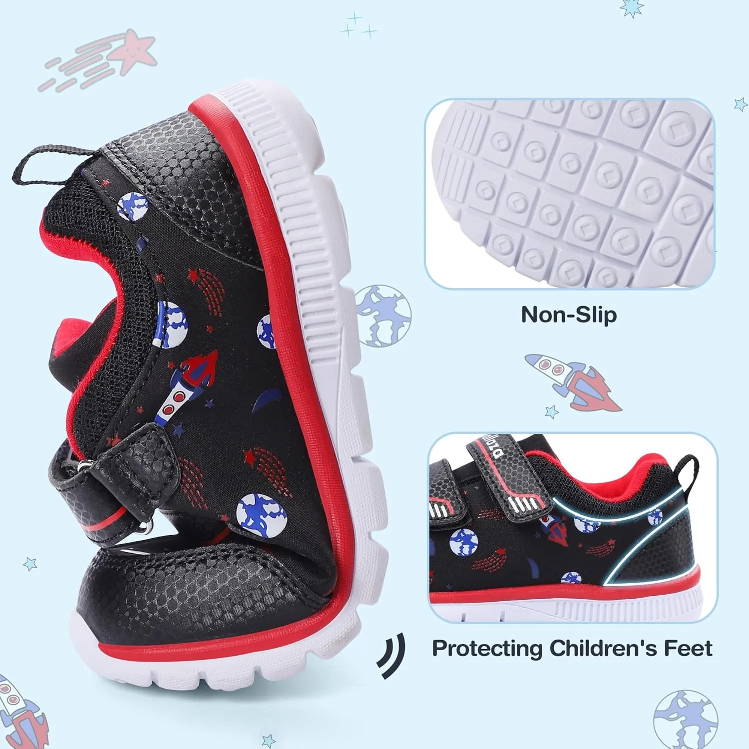 Toddler Kid Spider Design Sneakers with Non-Slip Sole, Breathable Mesh, and Hook-and-Loop Closure