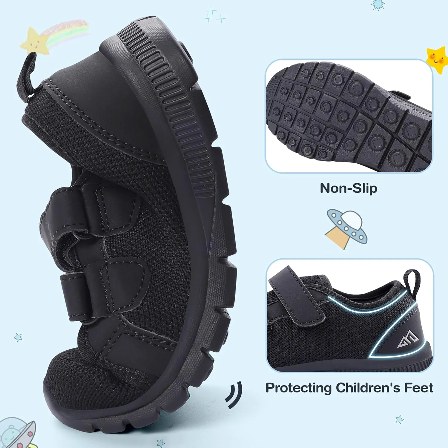 Toddler Kid Spider Design Sneakers with Non-Slip Sole, Breathable Mesh, and Hook-and-Loop Closure