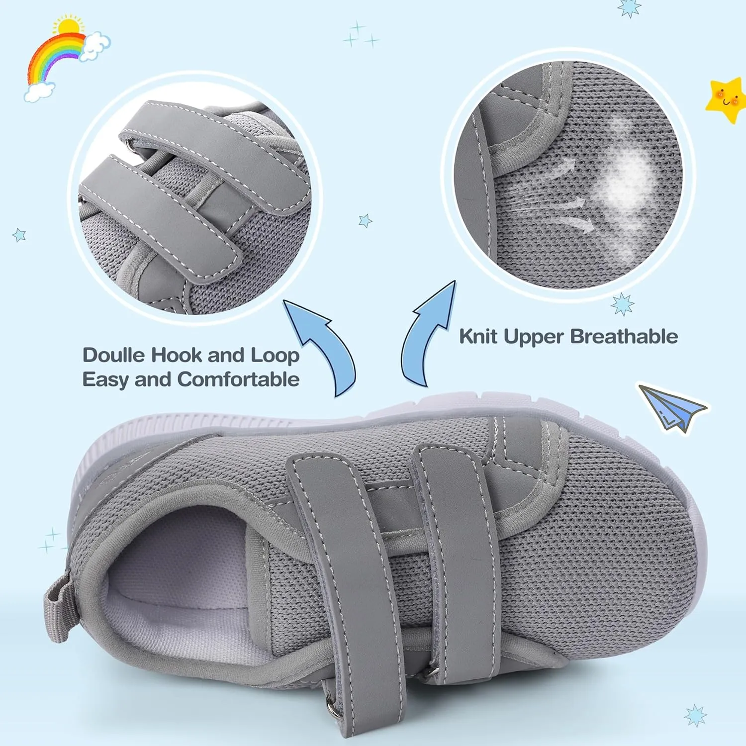 Toddler Kid Spider Design Sneakers with Non-Slip Sole, Breathable Mesh, and Hook-and-Loop Closure