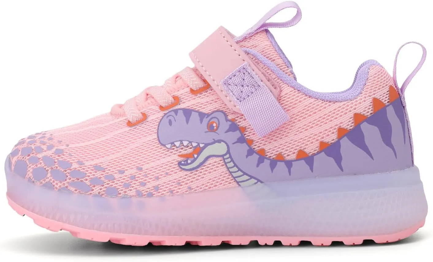 Toddler Sneakers Light Up Shoes for Boy Girl with Hook and Loop Comfortable Led Shoes Non-Slip Dinosaur Shark Shoes Little Kid