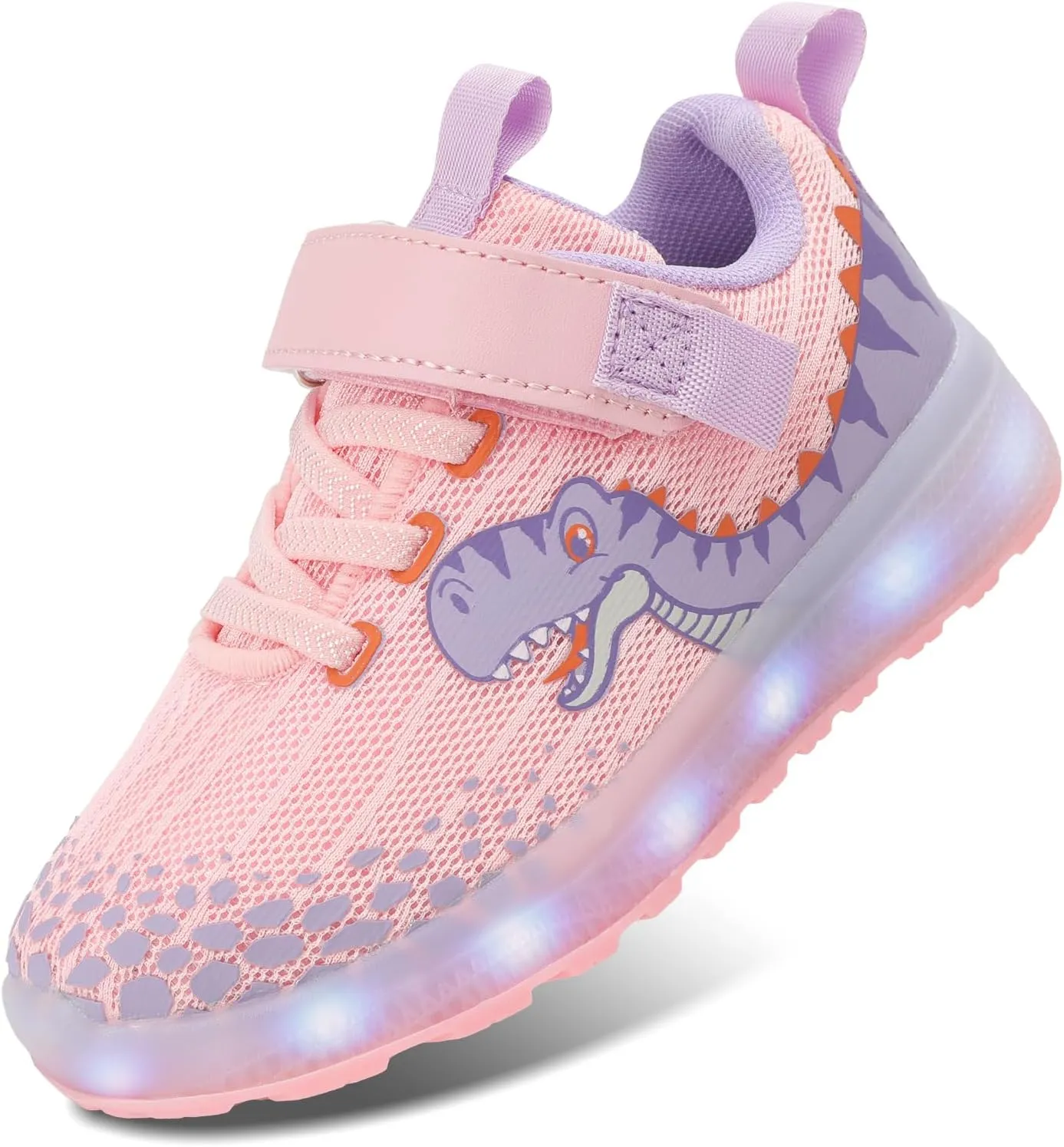 Toddler Sneakers Light Up Shoes for Boy Girl with Hook and Loop Comfortable Led Shoes Non-Slip Dinosaur Shark Shoes Little Kid