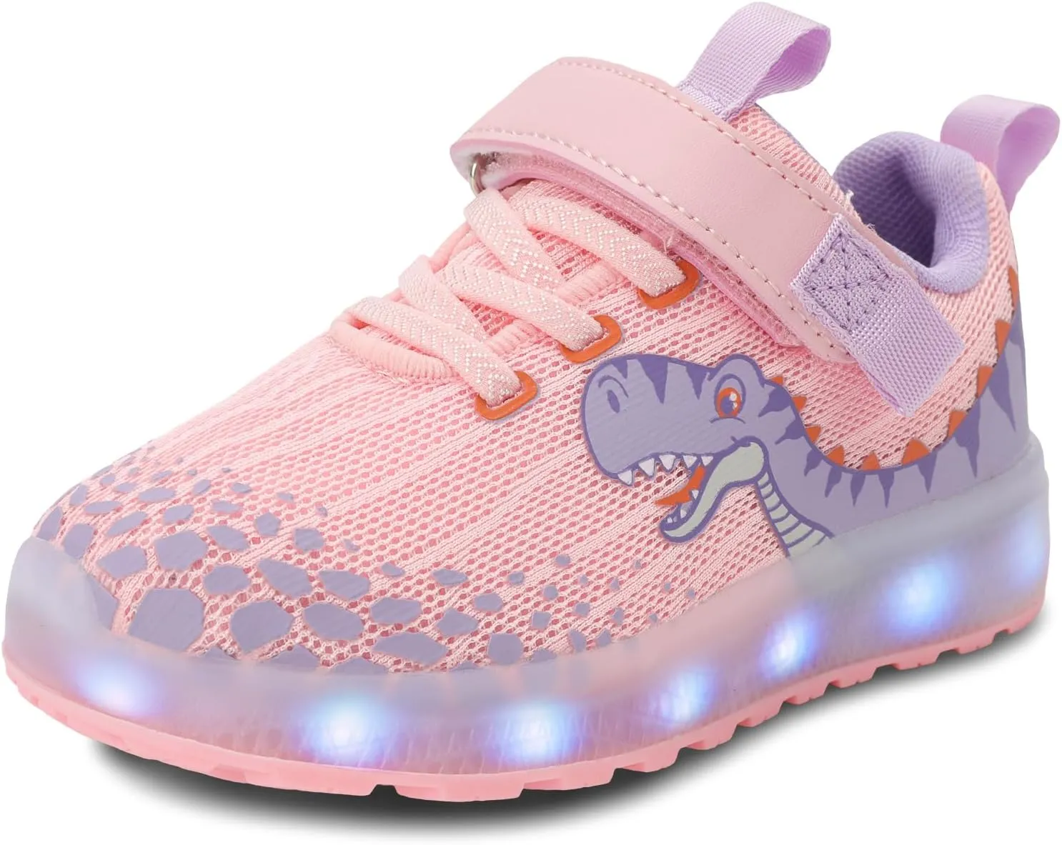 Toddler Sneakers Light Up Shoes for Boy Girl with Hook and Loop Comfortable Led Shoes Non-Slip Dinosaur Shark Shoes Little Kid