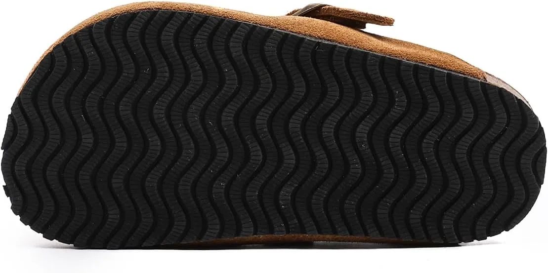 Toddler Suede Clogs with Strap Kids Suede Clogs Slippers Adjustable Straps for Boys Girls Indoor & Outdoor Slip-on Kids Shoes
