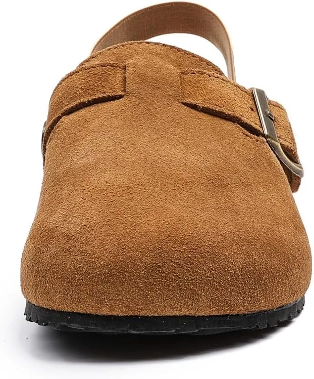 Toddler Suede Clogs with Strap Kids Suede Clogs Slippers Adjustable Straps for Boys Girls Indoor & Outdoor Slip-on Kids Shoes