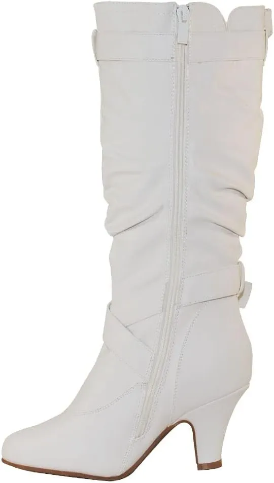 TOP Moda Auto-2 Low Heel Round Toe Mid Knee High Calf Dress Boot
