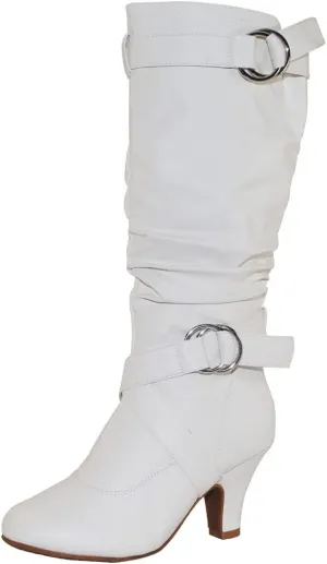 TOP Moda Auto-2 Low Heel Round Toe Mid Knee High Calf Dress Boot
