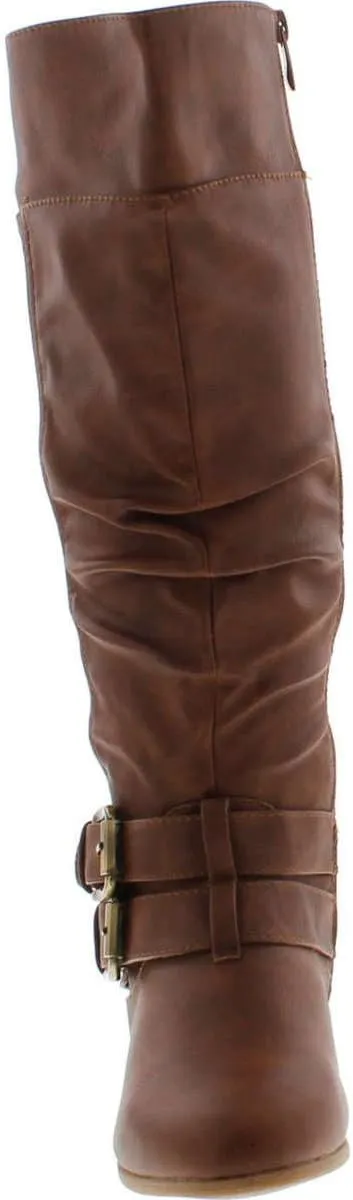 TOP Moda Coco-20 Women's Fashion Round Toe Low Heel Knee High Zipper Riding Boot Shoes