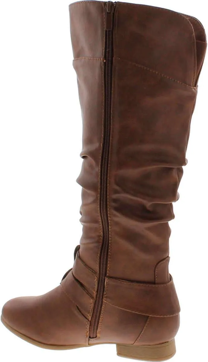 TOP Moda Coco-20 Women's Fashion Round Toe Low Heel Knee High Zipper Riding Boot Shoes