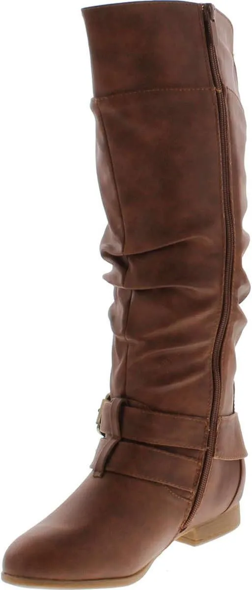 TOP Moda Coco-20 Women's Fashion Round Toe Low Heel Knee High Zipper Riding Boot Shoes