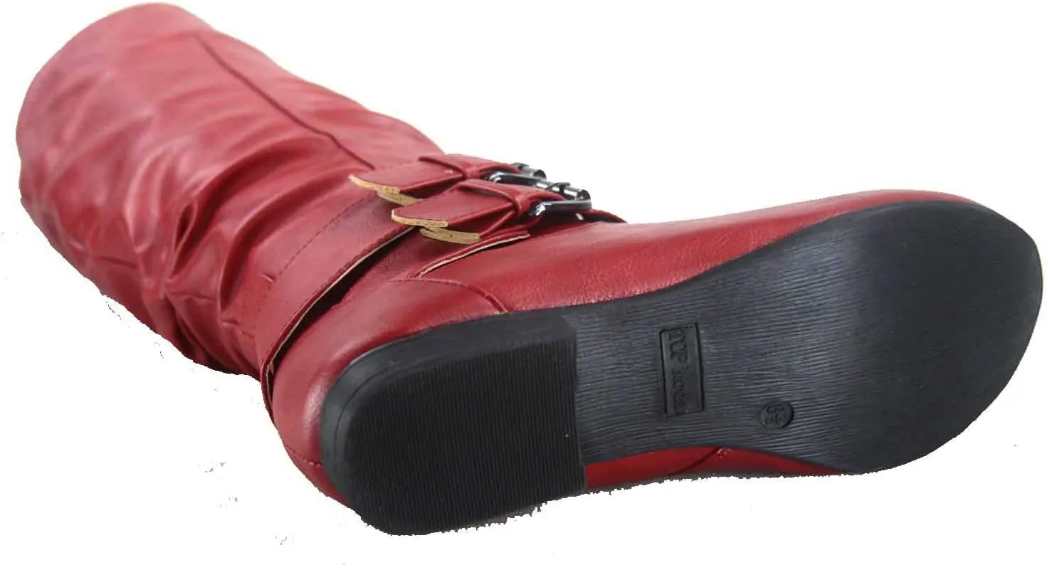 TOP Moda Coco-20 Women's Fashion Round Toe Low Heel Knee High Zipper Riding Boot Shoes