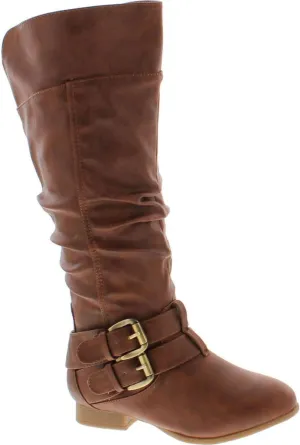 TOP Moda Coco-20 Women's Fashion Round Toe Low Heel Knee High Zipper Riding Boot Shoes