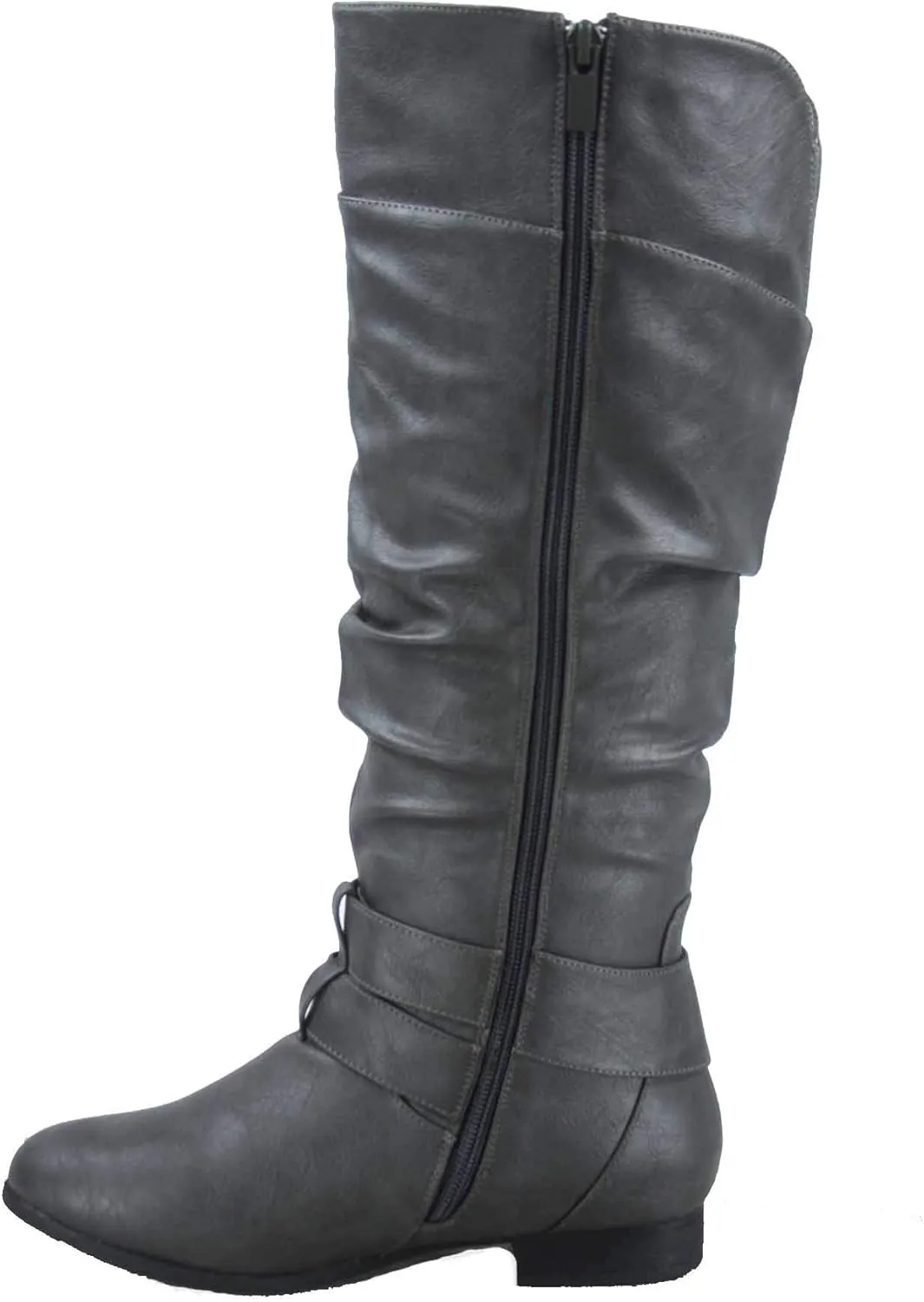 TOP Moda Coco-20 Women's Fashion Round Toe Low Heel Knee High Zipper Riding Boot Shoes