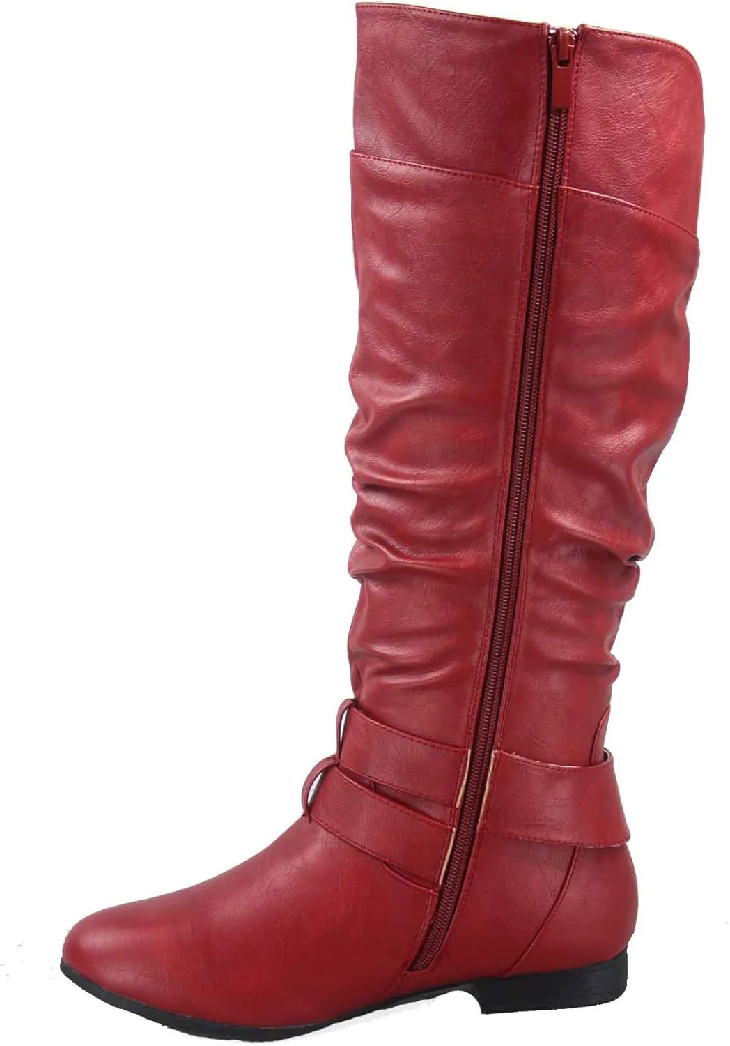 TOP Moda Coco-20 Women's Fashion Round Toe Low Heel Knee High Zipper Riding Boot Shoes
