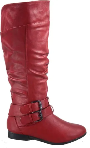 TOP Moda Coco-20 Women's Fashion Round Toe Low Heel Knee High Zipper Riding Boot Shoes