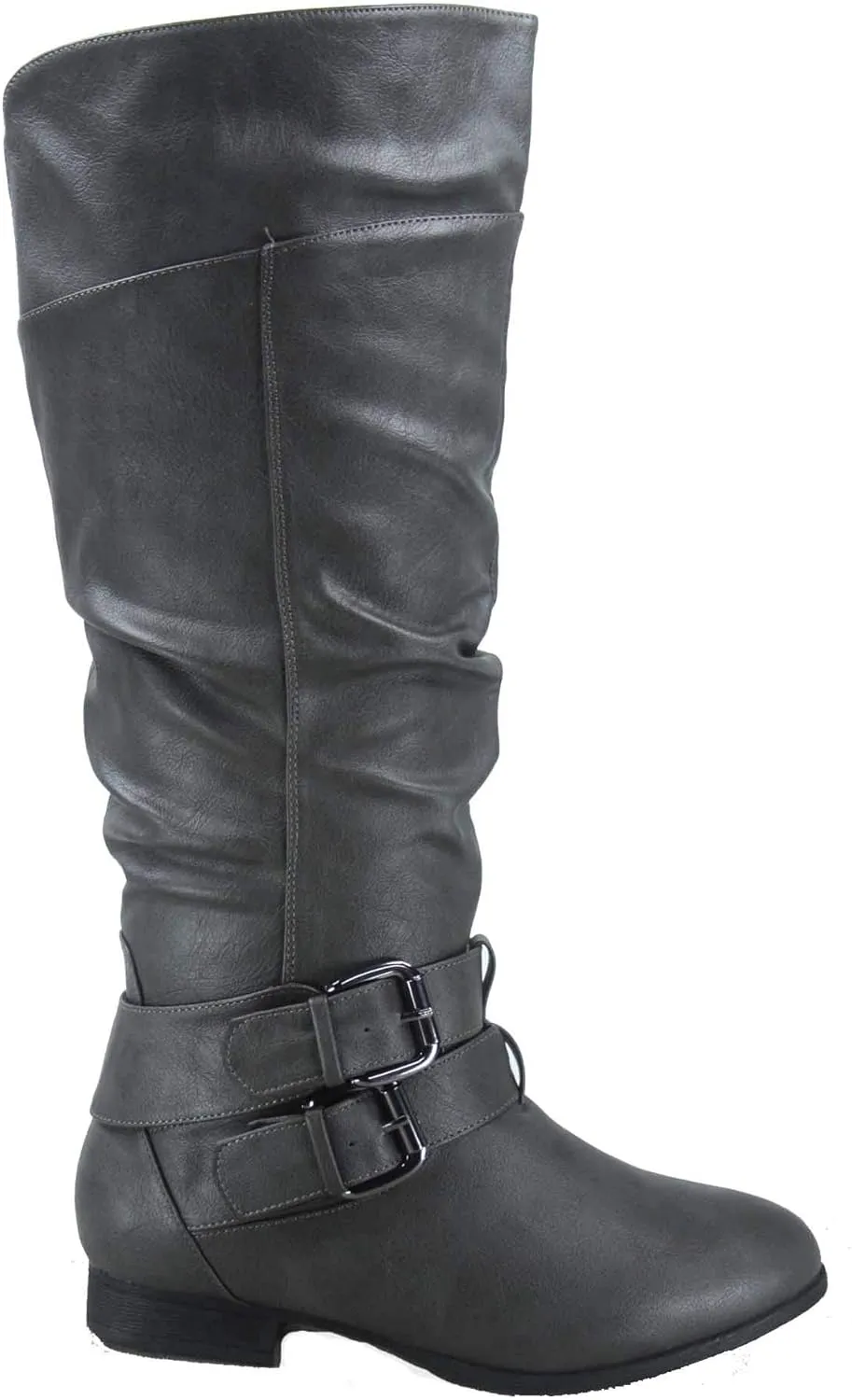 TOP Moda Coco-20 Women's Fashion Round Toe Low Heel Knee High Zipper Riding Boot Shoes