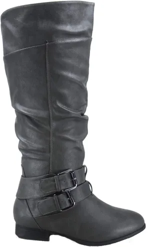 TOP Moda Coco-20 Women's Fashion Round Toe Low Heel Knee High Zipper Riding Boot Shoes