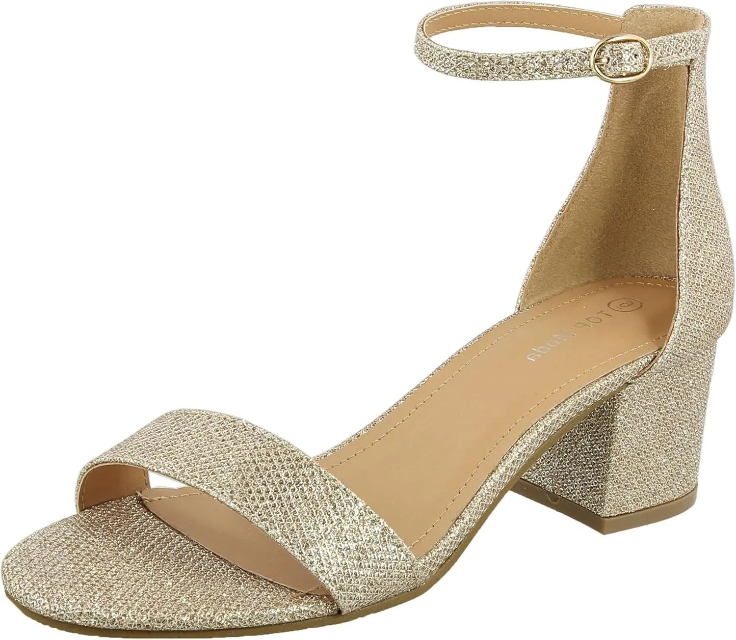TOP Moda Darcie-1 Women's Fashion Ankle Strap Chunky Low Heel Dress Sandal Shoes (Champagne-1, US Footwear Size System, Adult, Women, Numeric, Medium, 7.5)