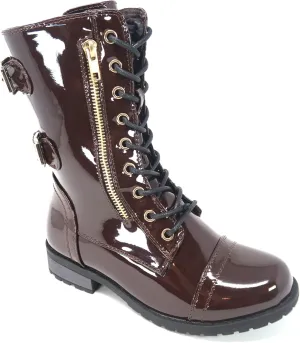 TOP Moda Pack 72 Womens Military Lace Up Buckle Combat Boots