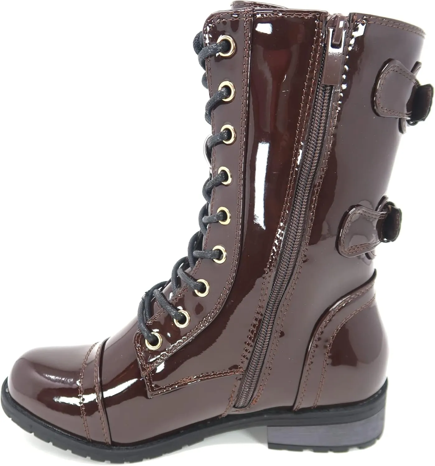 TOP Moda Pack 72 Womens Military Lace Up Buckle Combat Boots