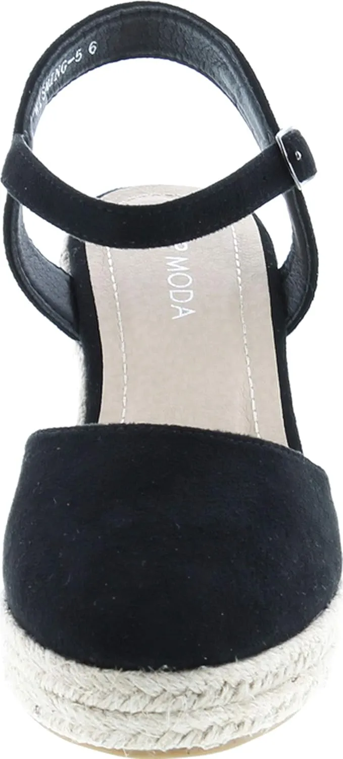TOP Moda Wishing-5 Women's Closed Toe Buckle Strap Espedrilles Sandals
