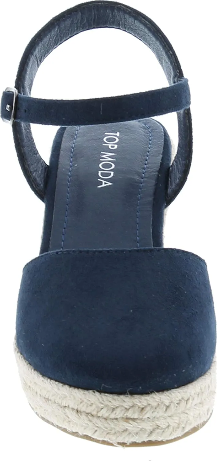 TOP Moda Wishing-5 Women's Closed Toe Buckle Strap Espedrilles Sandals