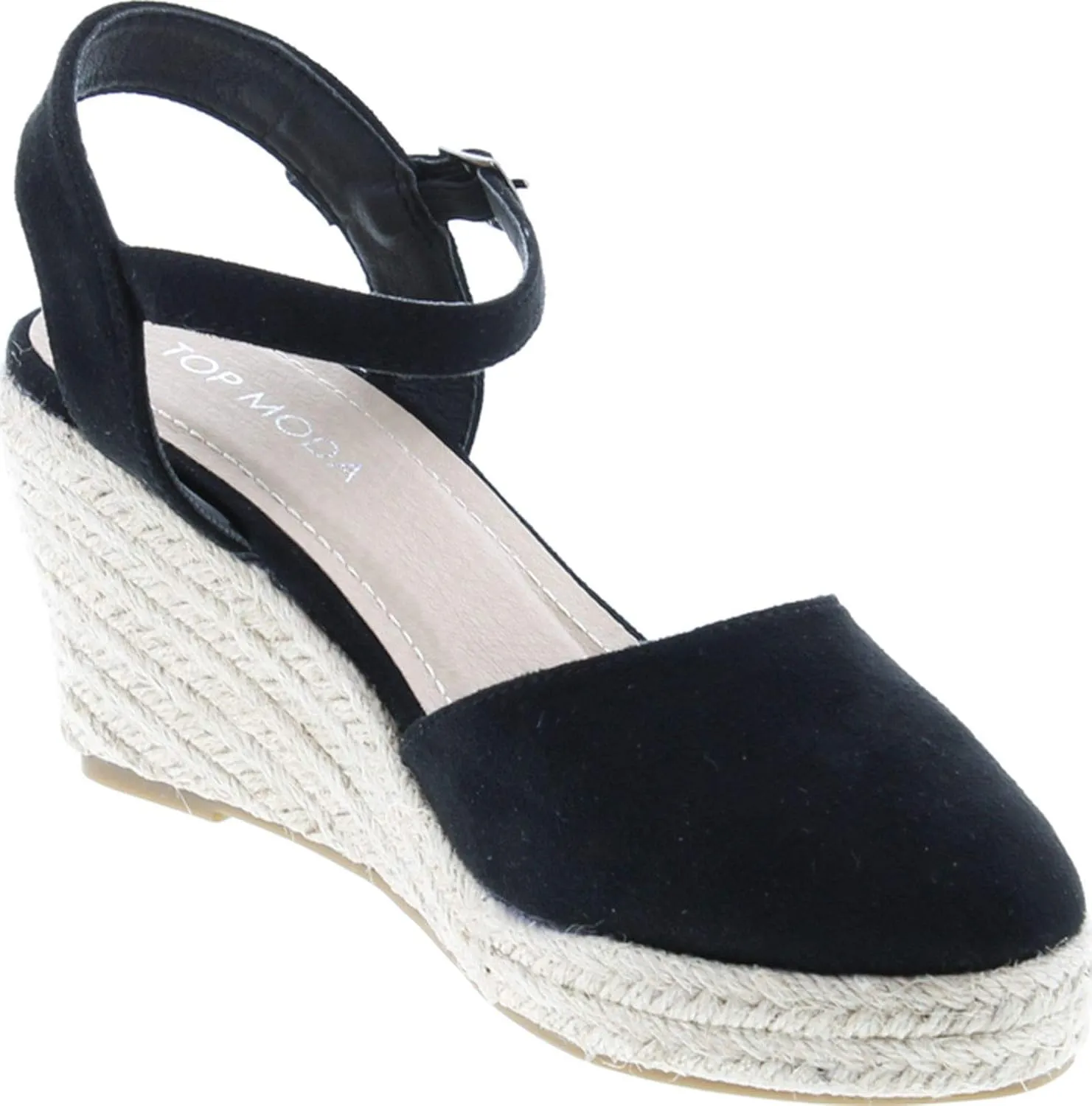 TOP Moda Wishing-5 Women's Closed Toe Buckle Strap Espedrilles Sandals