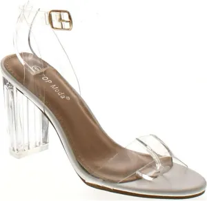 TOP Moda Women's Lucite Clear Strappy Block Chunky High Heel Open Peep Toe Sandal