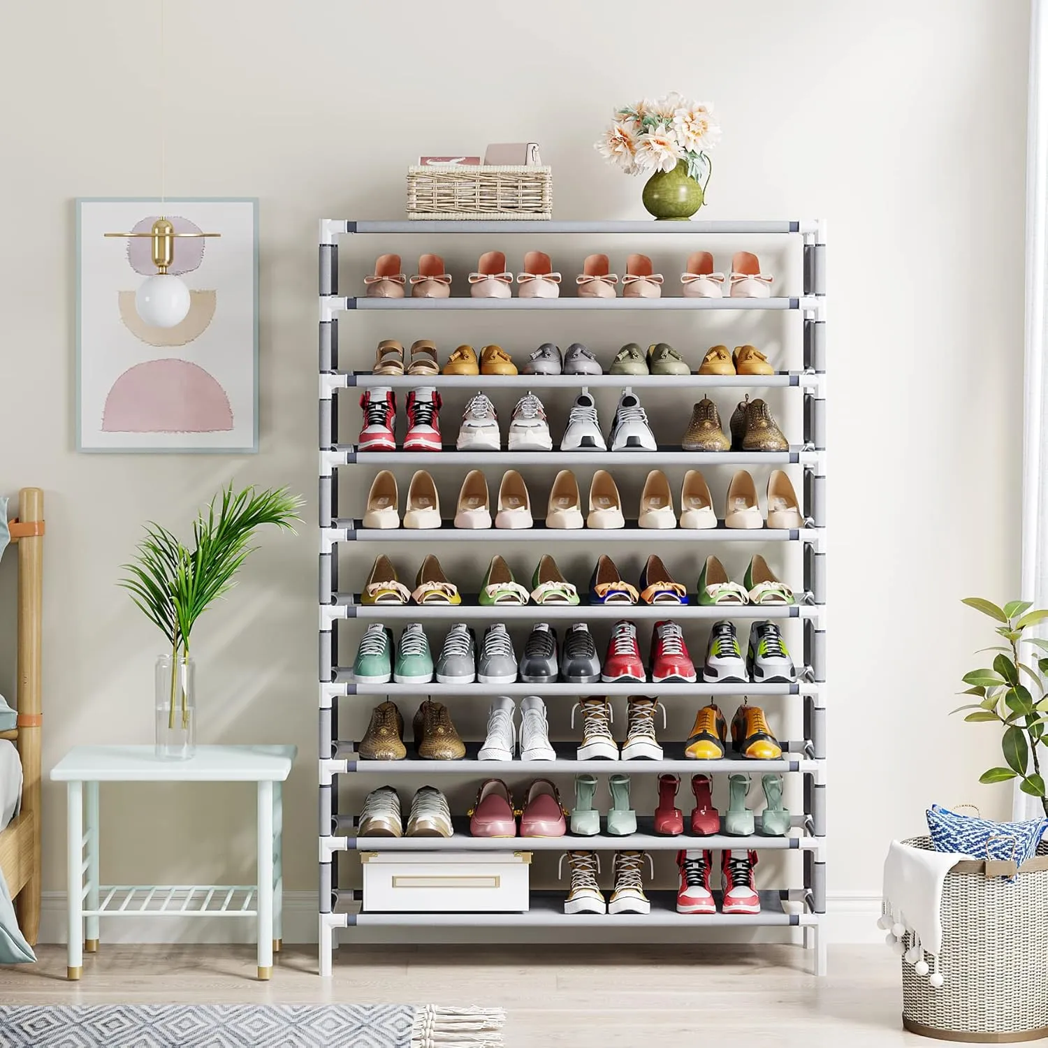 Tribesigns Upgraded 10 Tiers Shoe Rack, Large Capacity Shoe Shelf, Tall Shoe Organizer for 50 Pairs, Space Saving Shoe Storage Rack