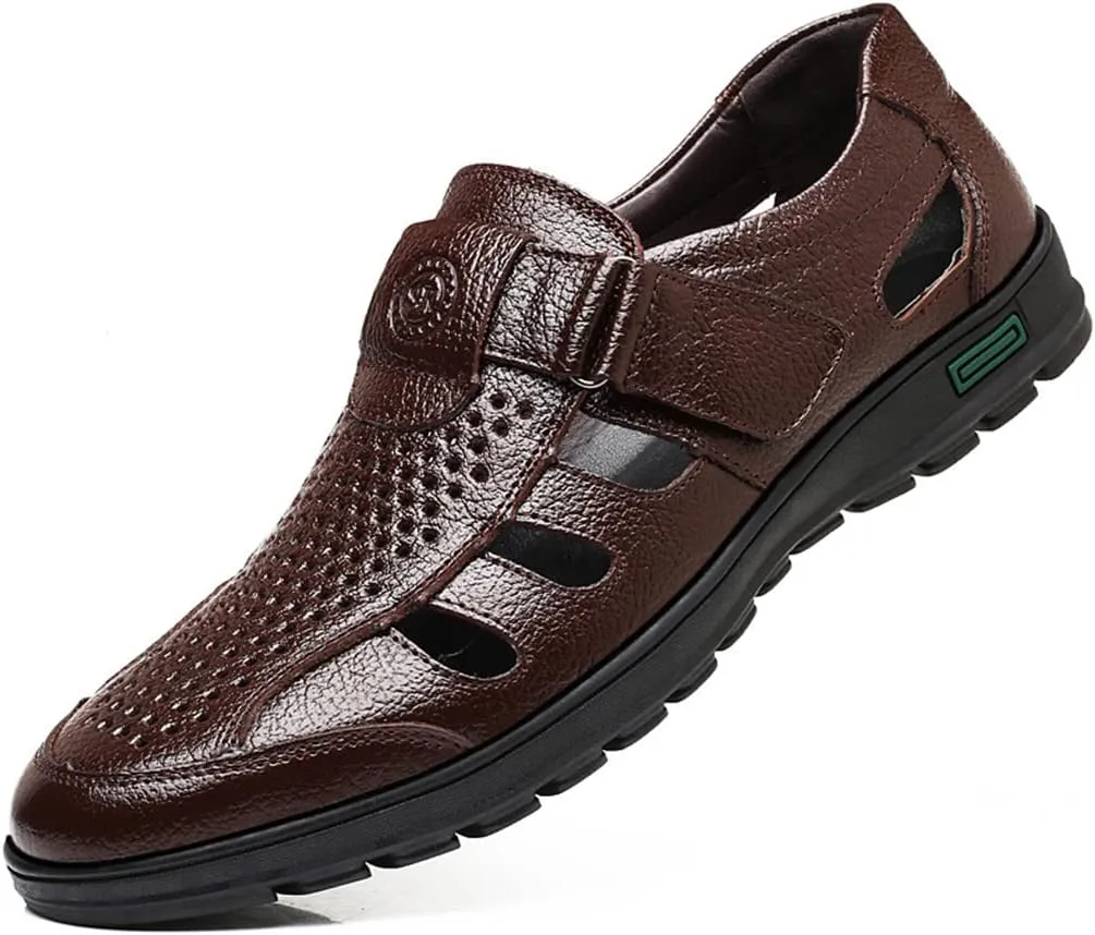 UIKGITP Men's Working Business Casual Sandals Man Summer Breathable Synthetic Leather Walking Office Oxfords Male Cocktail Party Fashion Dress Formal Shoes