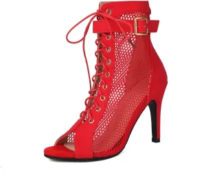 UTIKLIOU Women's Mesh Sandals Peep Toe High Top Sandals Lace Up Summer Boots Buckle Strap Party Sexy Pump Shoes Open toe