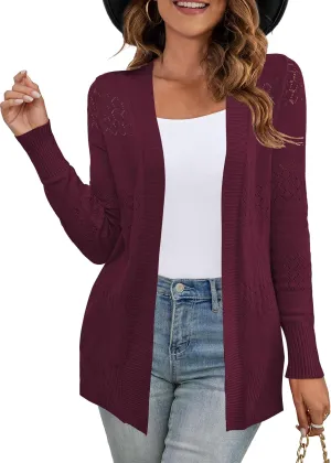 U.Vomade Women's Sweaters Boho Long Sleeve Open Front Chunky Cable Knit Cardigan
