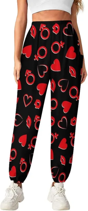 Valentines Day Print Yoga Bloomers Womans Hippie Harem Pant Beach Pants Elastic Gym Joggers Loose Casual Sweatpants
