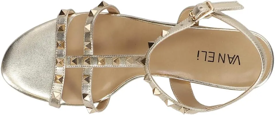 VANELi Womens Midge Studded Slingback Dress Sandals Mid Heel 2-3" - Beige