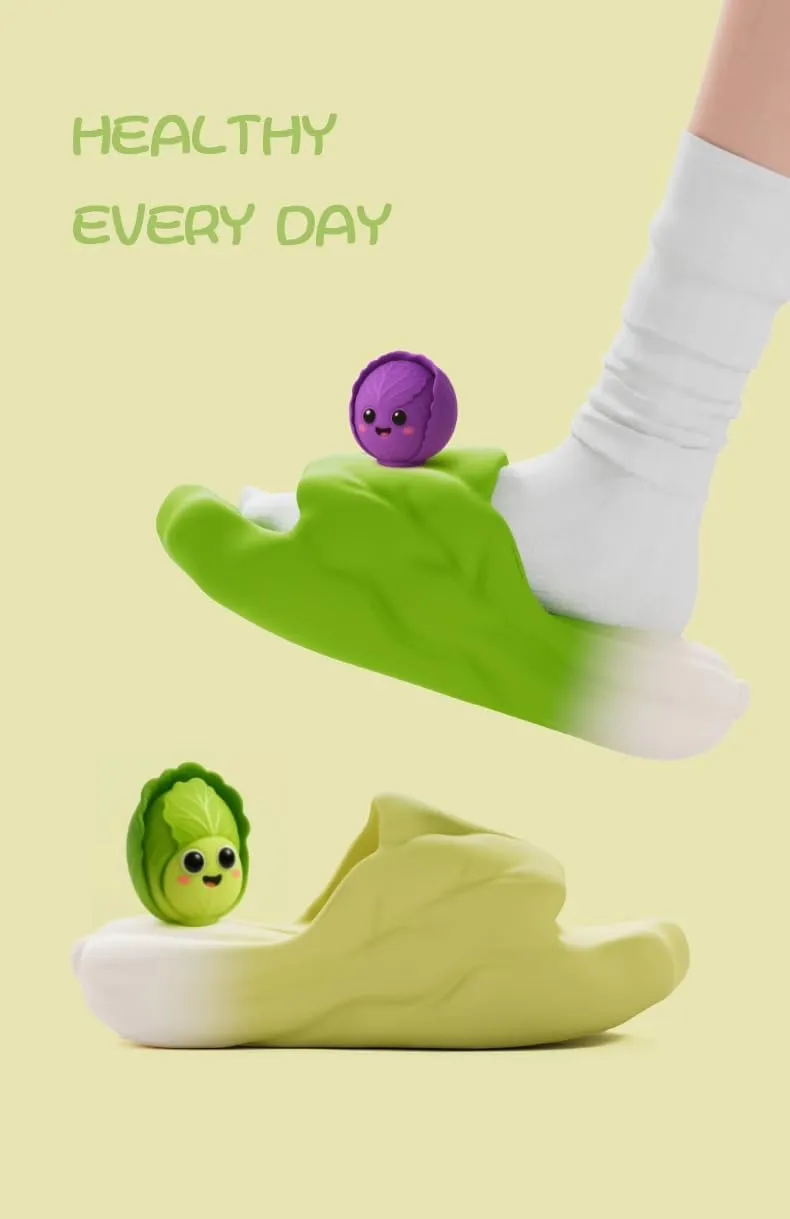 Vegetable Shape Women Summer Indoor Slippers Thick Sole Funny Bath Shower Non-Slip House Shoes for Home & Outdoor Use