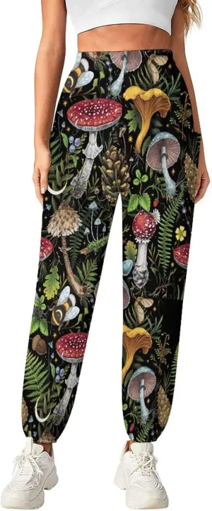 Vintage Mushroom Yoga Bloomers Womens Hippie Harem Pant Knickerbockers Elastic Gym Leggings Loose Casual Sweatpants