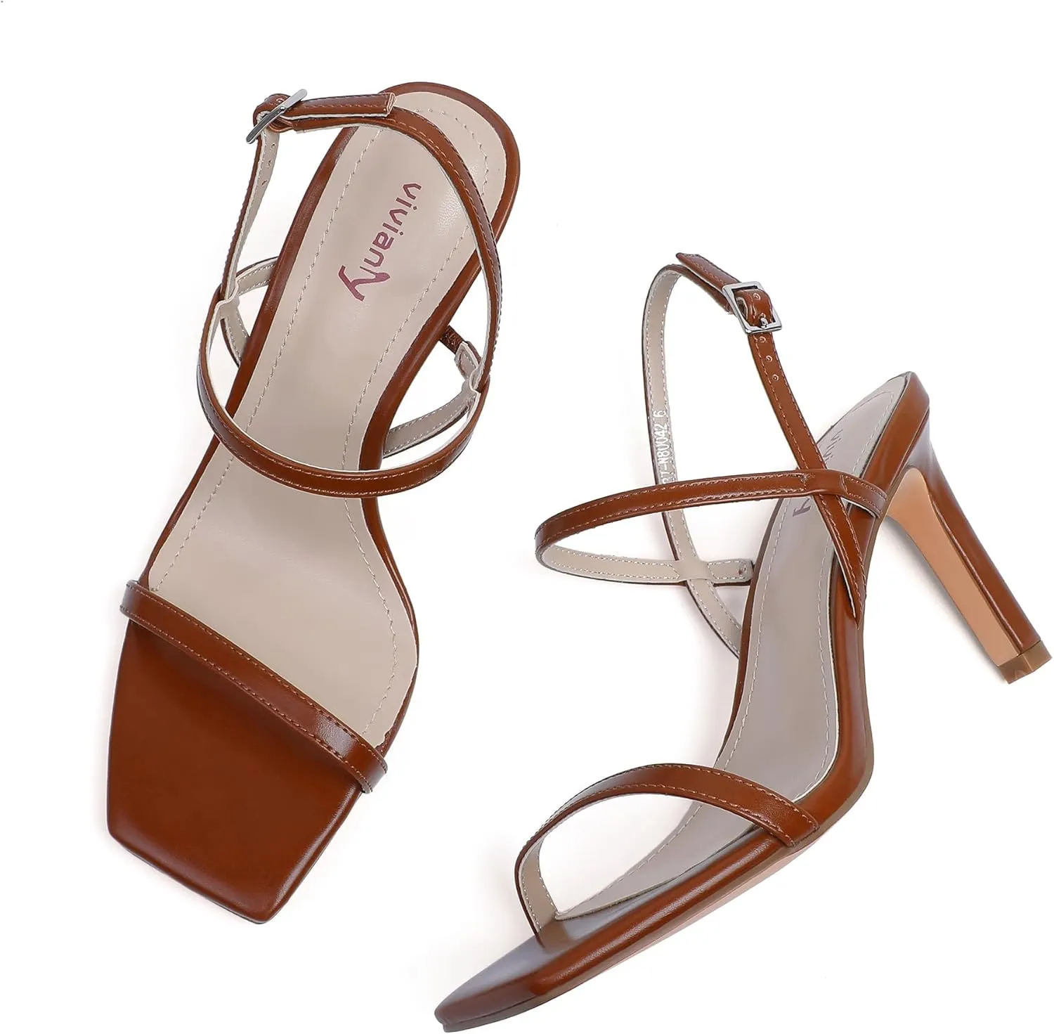 vivianly Women's Strappy Heels for Women Sandals Trendy Square Toe Sandals with Ankle Strap For Weddings, Proms, Parties