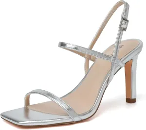vivianly Women's Strappy Heels for Women Sandals Trendy Square Toe Sandals with Ankle Strap For Weddings, Proms, Parties