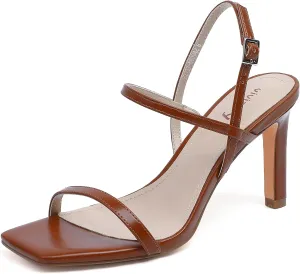 vivianly Women's Strappy Heels for Women Sandals Trendy Square Toe Sandals with Ankle Strap For Weddings, Proms, Parties