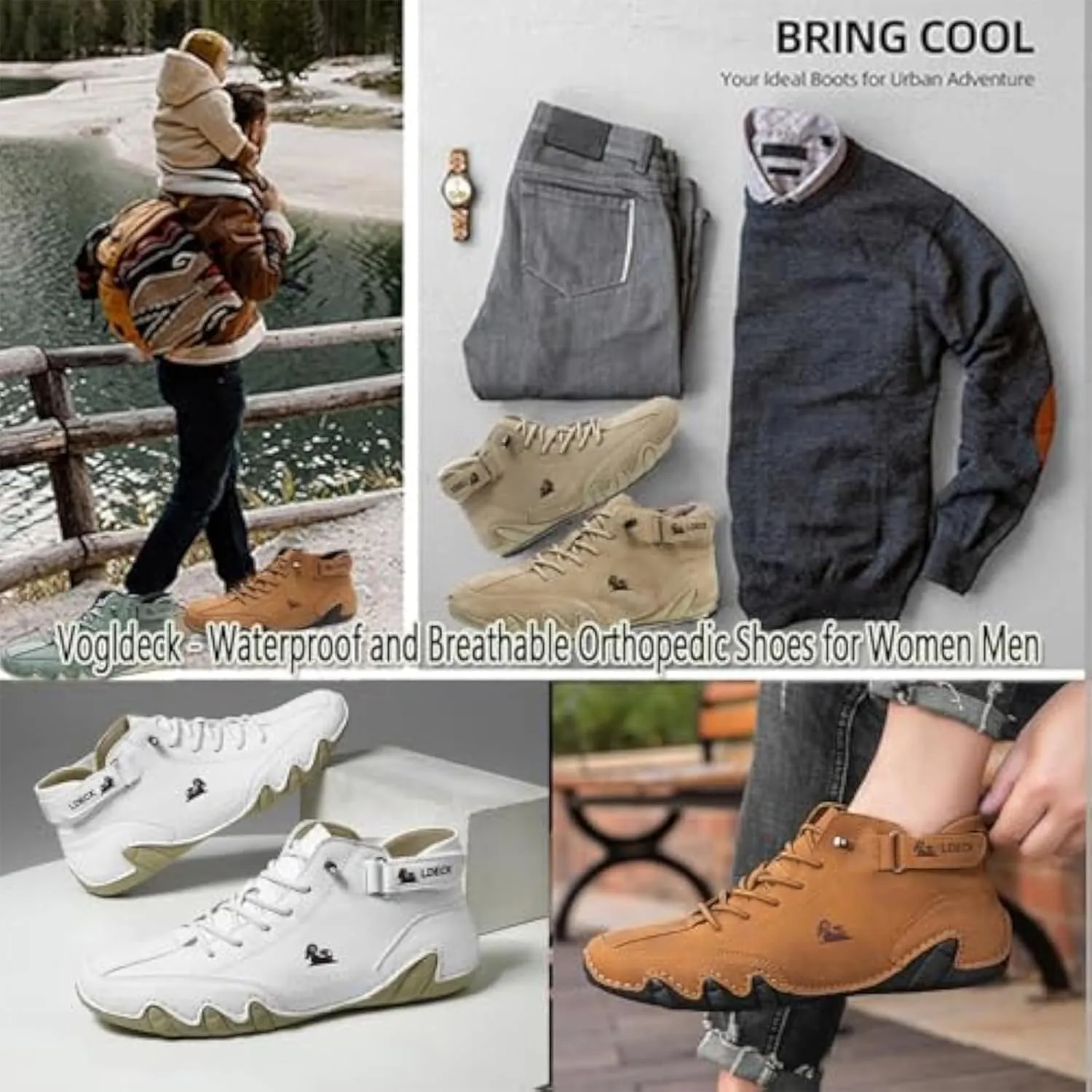 Vogany Shoes Orthopedic Sneakers for Men and Women,Waterproof and Breathable Unisex Outdoor Arch Support Hiking and Walking Shoes