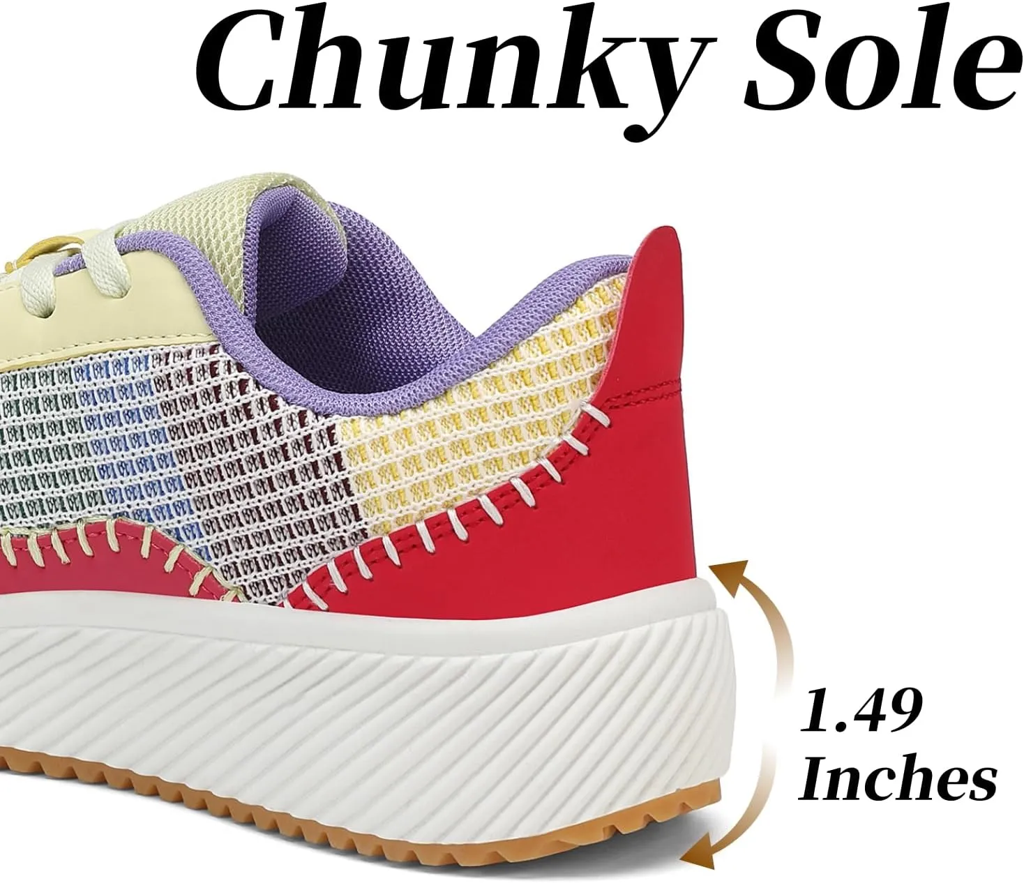 VZQ Platform Sneakers for Women,Comfortable Low Top Braided Womens Chunky Sneakers Casual Classic Tennis Shoes for Walking