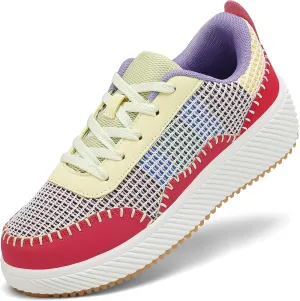 VZQ Platform Sneakers for Women,Comfortable Low Top Braided Womens Chunky Sneakers Casual Classic Tennis Shoes for Walking