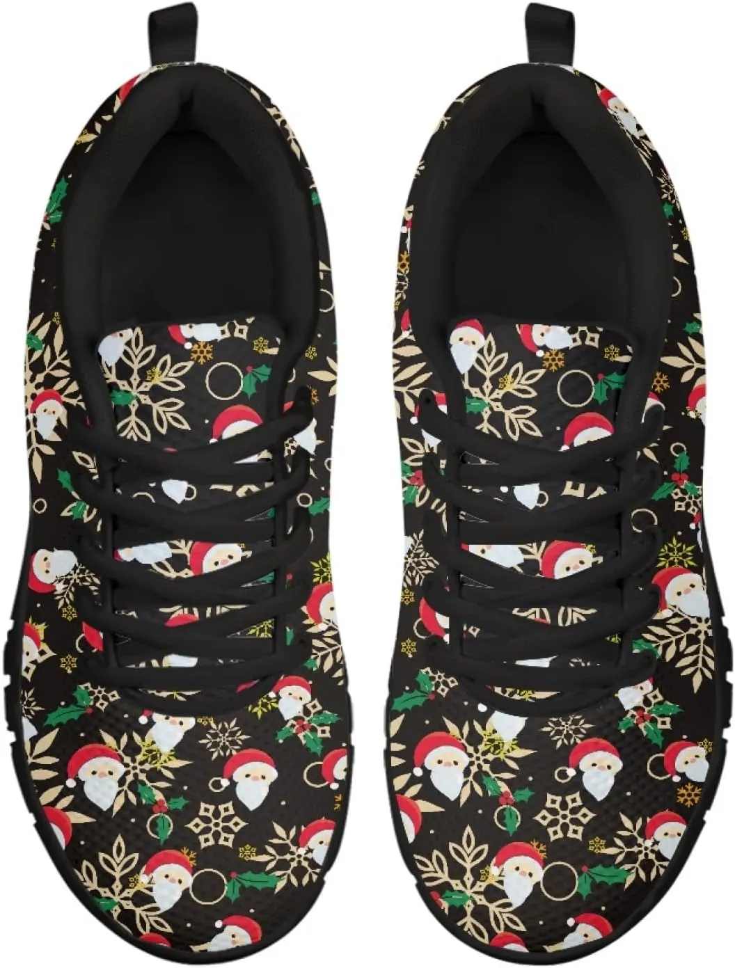 Wanyint Lightweight Sneakers for Running Walking Lace Up Black Sole Shoes