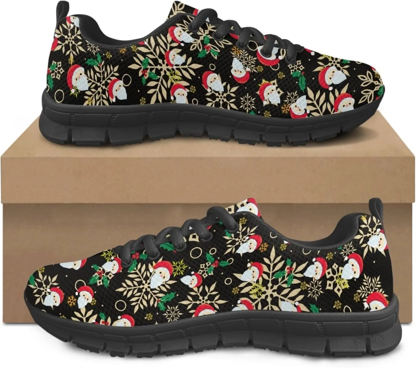 Wanyint Lightweight Sneakers for Running Walking Lace Up Black Sole Shoes