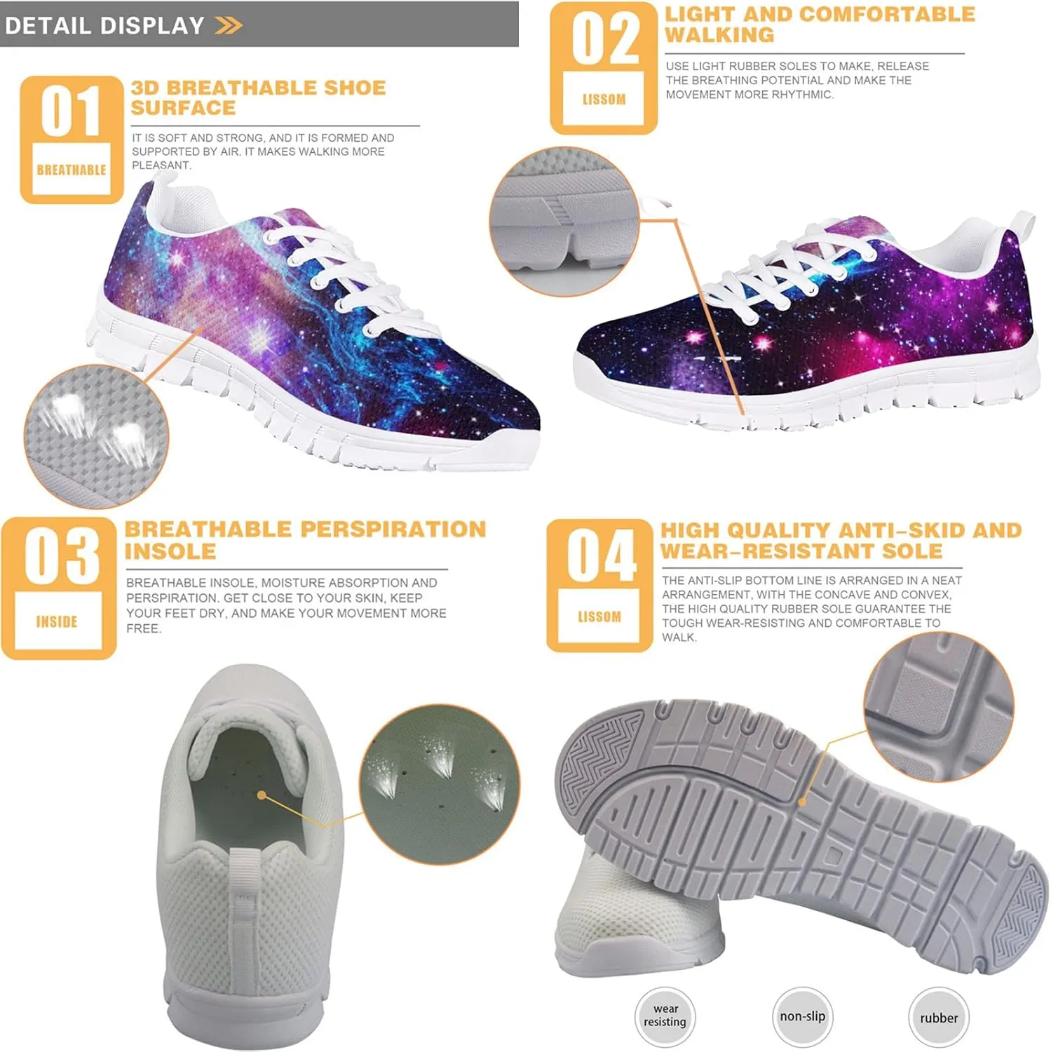 Wanyint Rainbow Stripes Print Women Tennis Sneakers Lace-up Walking Training Shoes Non Slip Sports Footwear