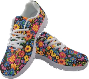 Wanyint Rainbow Stripes Print Women Tennis Sneakers Lace-up Walking Training Shoes Non Slip Sports Footwear