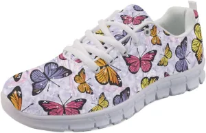Wanyint Rainbow Stripes Print Women Tennis Sneakers Lace-up Walking Training Shoes Non Slip Sports Footwear
