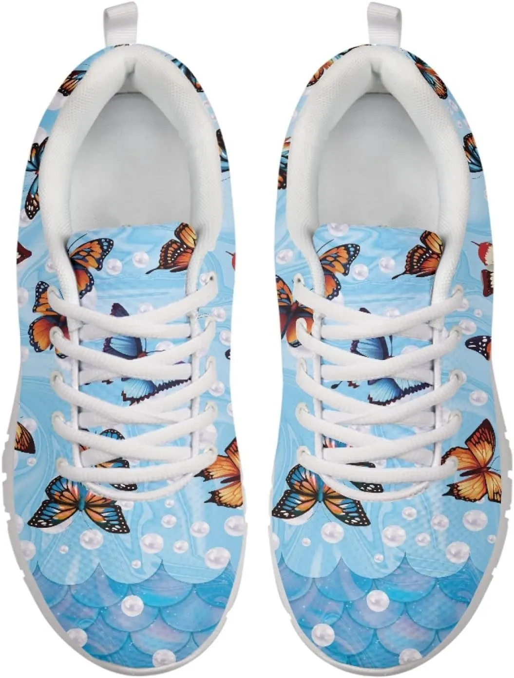 Wanyint Rainbow Stripes Print Women Tennis Sneakers Lace-up Walking Training Shoes Non Slip Sports Footwear