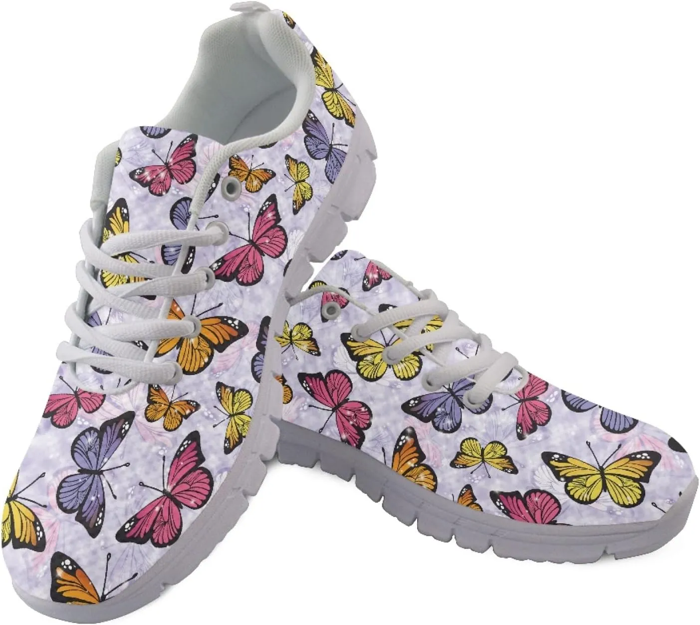 Wanyint Rainbow Stripes Print Women Tennis Sneakers Lace-up Walking Training Shoes Non Slip Sports Footwear