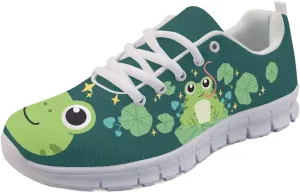 Wanyint Rainbow Stripes Print Women Tennis Sneakers Lace-up Walking Training Shoes Non Slip Sports Footwear